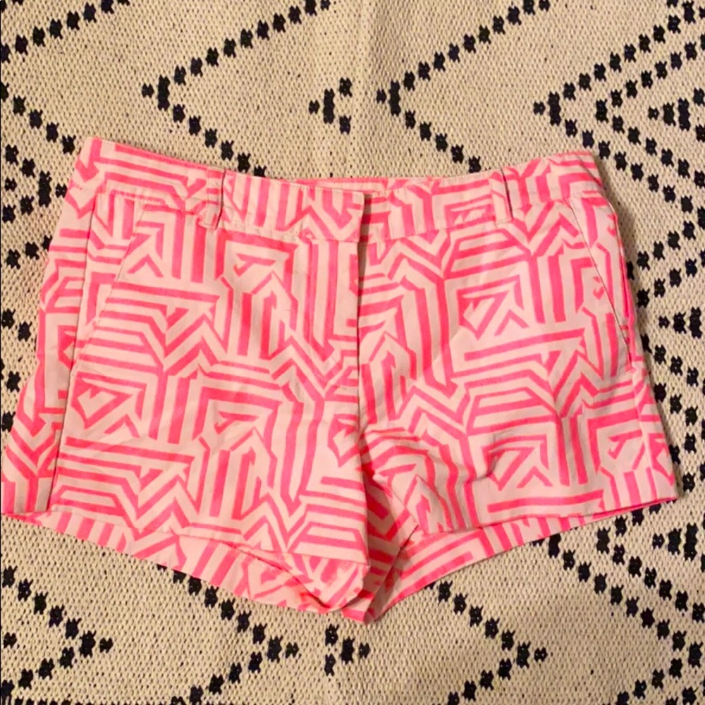 J. Crew geometric hot pink shorts